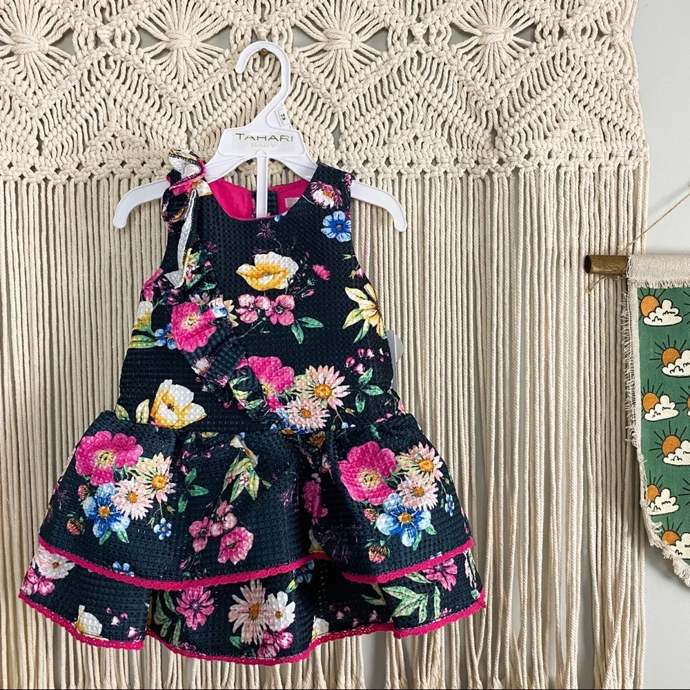 Tahari Baby NWT 2 Piece Floral Tulle Lined Sleeveless Dress Size 18 Month - Picture 1 of 14